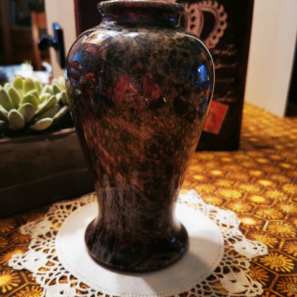 Vintage Green and Purple Solid Granite Vase Urn - Picture 3 of 11